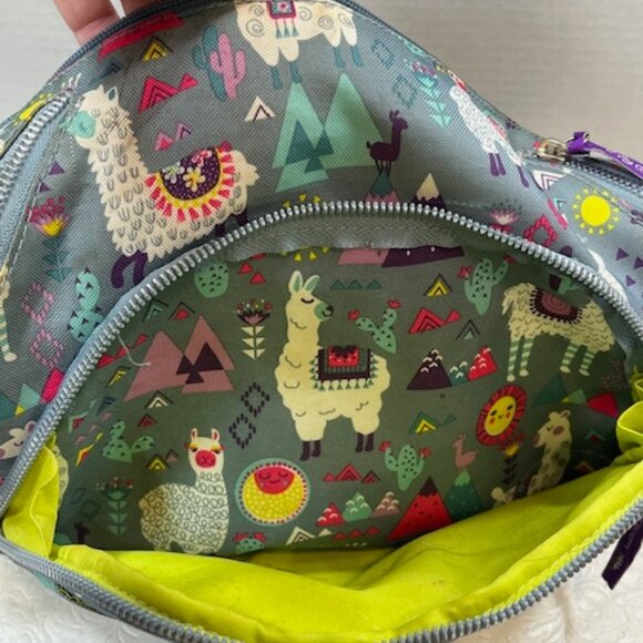Lily Bloom Llama Print Adjustable Multi Zip Pockets Shoulder Bag - Picture 8 of 15